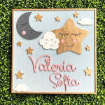 Rótulo personalizado de estrellitas y luna.