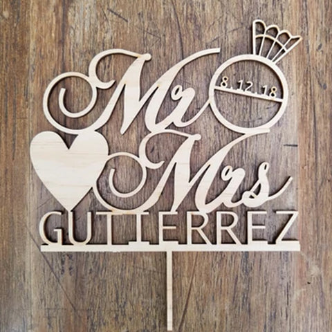 Mr & Mrs Con Anillo - Boda Topper