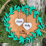 Our Family Wreath Ornamento Snowflake Inicial