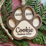 Paw Print Ornamento Snowflake Inicial